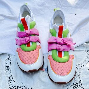 Alexandre Birman Pink and Green Colorway Mia Sneaker Sz 38
